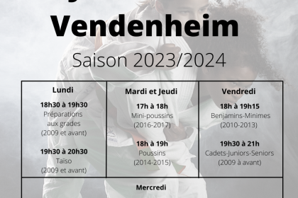 Horaires pour la saison 2023-2024