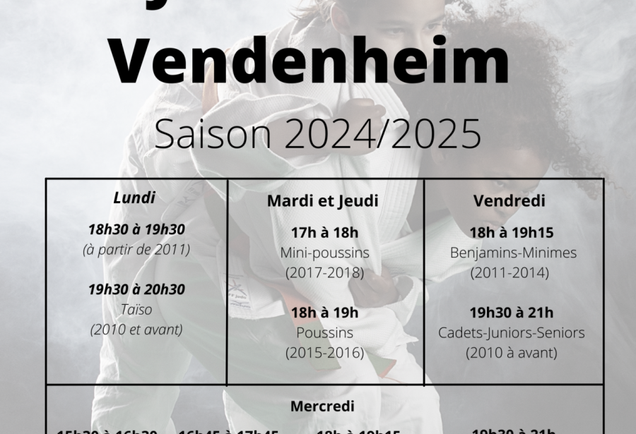 Horaire saison 2024-2025